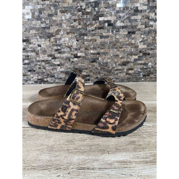 Birkenstock Arizona Sandals Cheetah Strap RARE Women's Size 6 38 Birkis - Picture 1 of 8